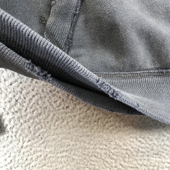 VTG Abercrombie & Fitch Hoodie Mens L Gray Y2K Puff Embroidered Heavy Distressed - Picture 11 of 16